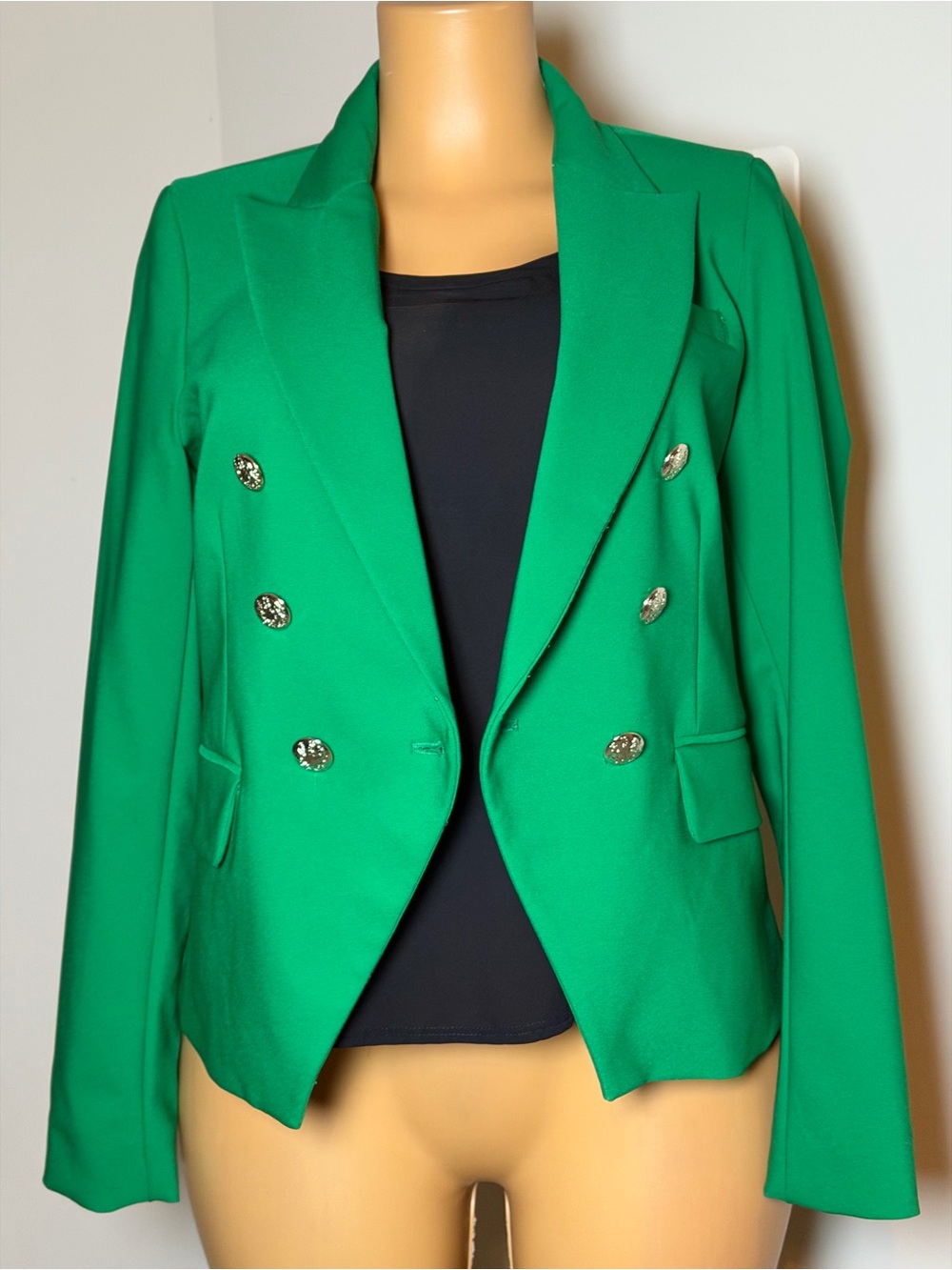 Rachel Zoe Emerald Green Double-Breasted Blazer - Picture 3 of 6